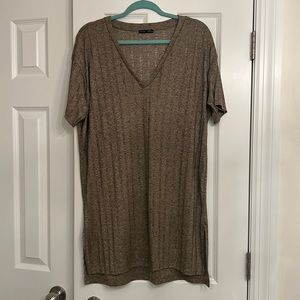 Zara Brown V-Neck Tunic Top